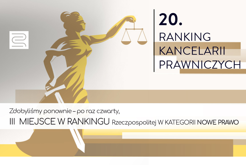 Read more about the article III MIEJSCE W RANKINGU RZECZPOSPOLITEJ W KATEGORII NOWE PRAWO