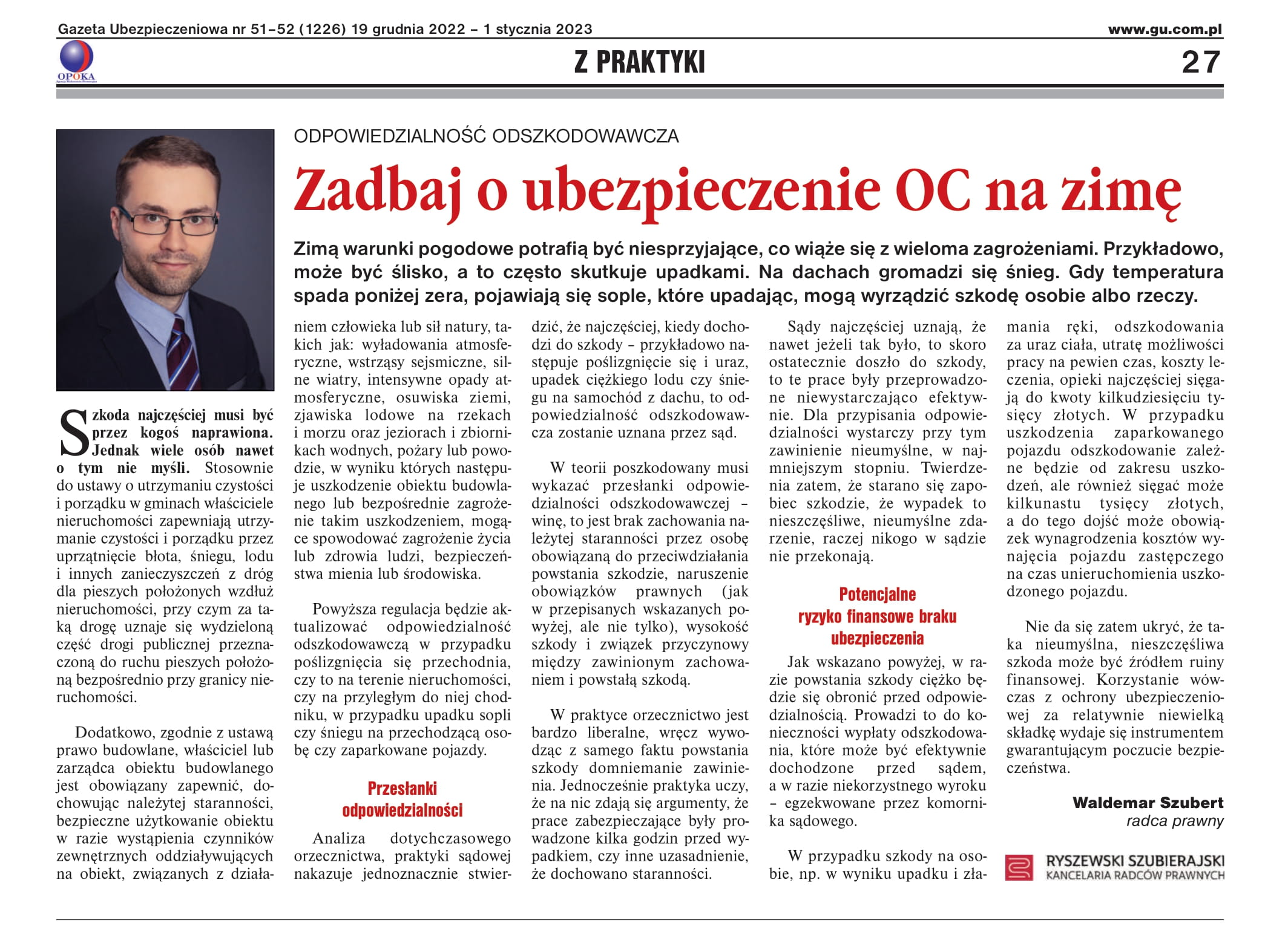 Read more about the article ZADBAJ O&nbsp;UBEZPIECZENIE OC NA&nbsp;ZIMĘ